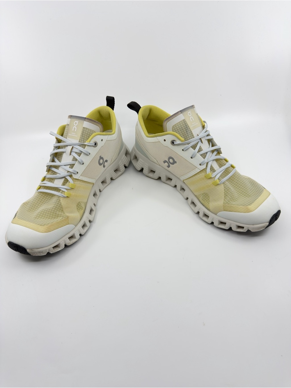 On Cloud X Running Shoes Womens White Yellow Mesh Trainers 20.99904